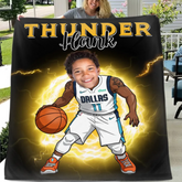 Personalized Name Picture Custom Cartoon NBA Blanket - Gift for Mavericks Fans